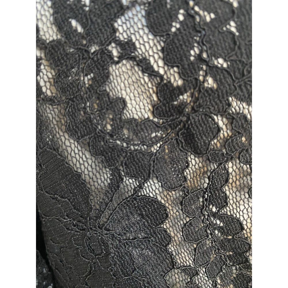Express Scalloped Black Lace V Neck Mini Sheath Dress Large Party Cut Outs Vtg - Picture 10 of 16